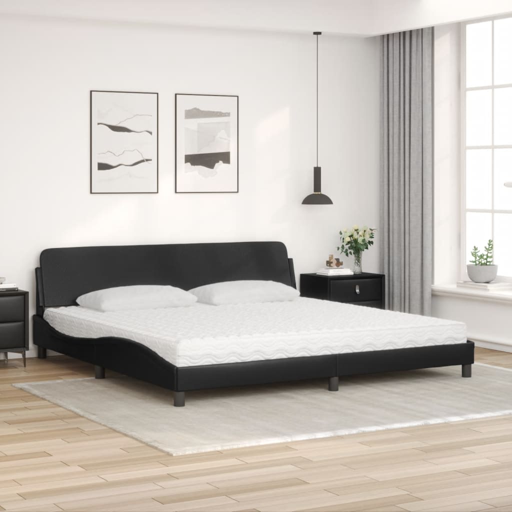 Bett mit Matratze "Dover" Schwarz 80x200 cm Kunstleder