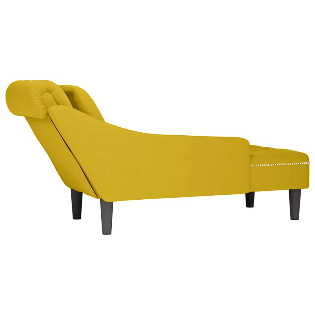 Chaiselongue mit Kissen und Rechter Armlehne Blau Samt