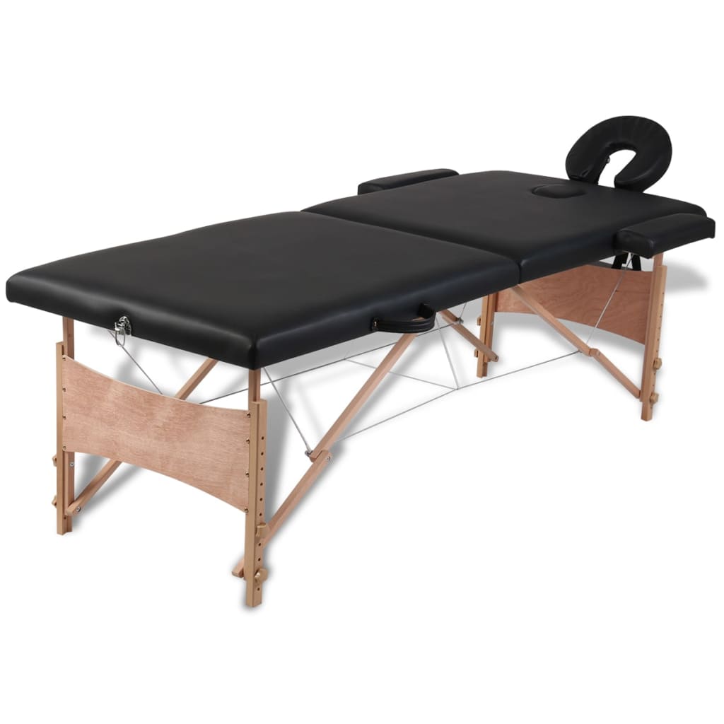 Massagetisch mit 2 Zonen Holzrahmen Anthrazit 186×68 cm