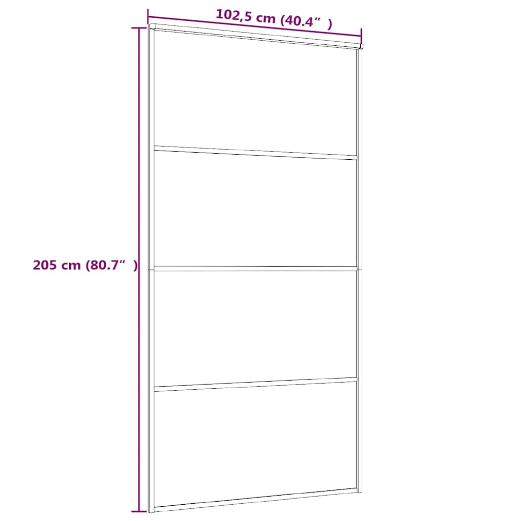 Schiebetür Aluminium und ESG Glas 90x205 cm Schwarz