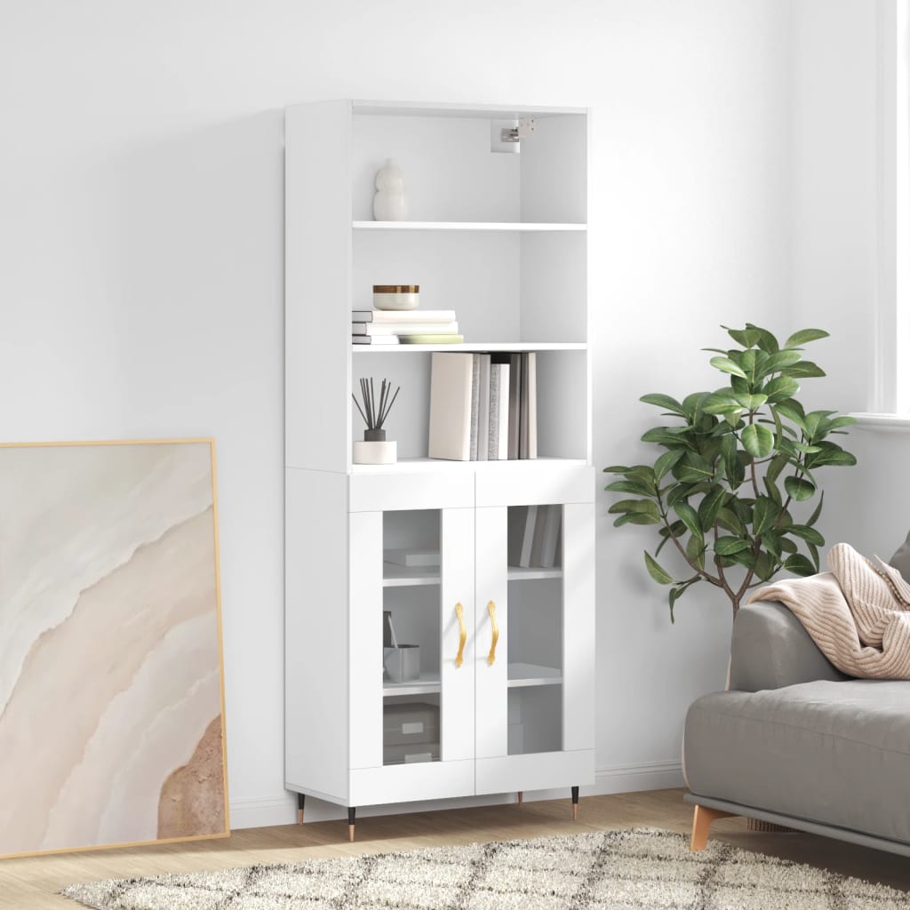 Highboard Betongrau 69,5x34x180 cm Holzwerkstoff