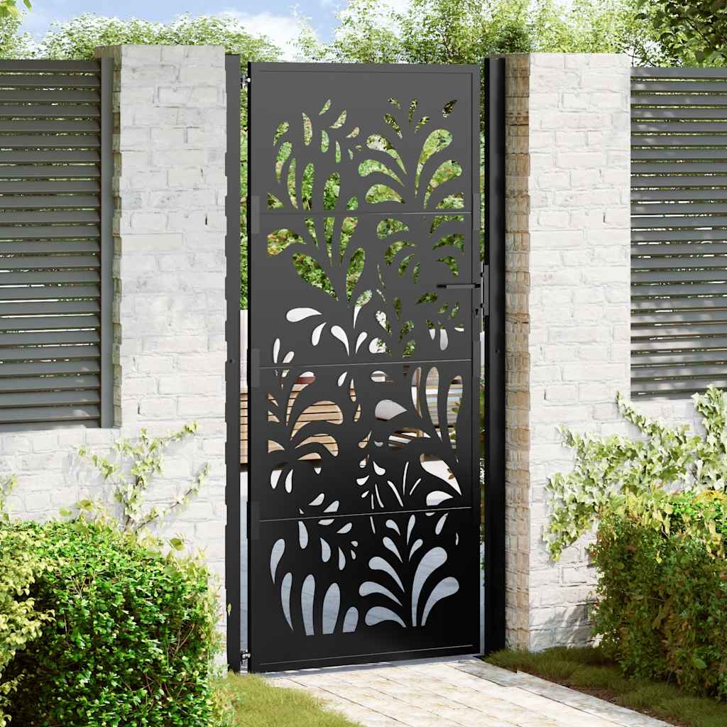 Gartentor Schwarz 100x100 cm Stahl Lichtdesign