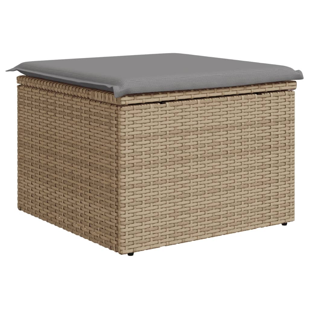 Gartenhocker mit Kissen Schwarz 55x55x37 cm Poly Rattan