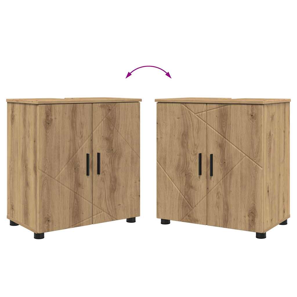 Badezimmermöbel-Set mit Tür 3 pcs Weiß Holzwerkstoff & Metall