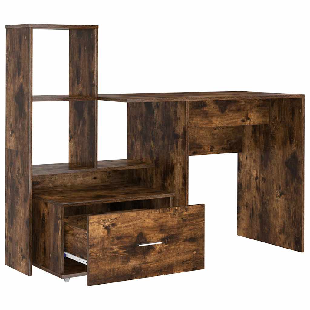 Schreibtisch mit Regal Weiß 131,5 x 50 x 106,5 cm Holzwerkstoff