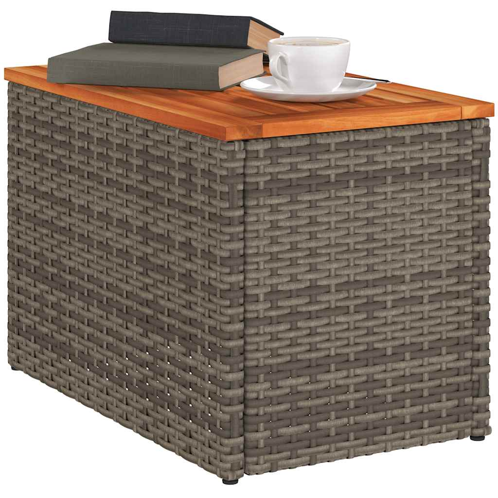 Garten-Beistelltische 2 Stk Schwarz 55x34x37cm Poly Rattan Holz