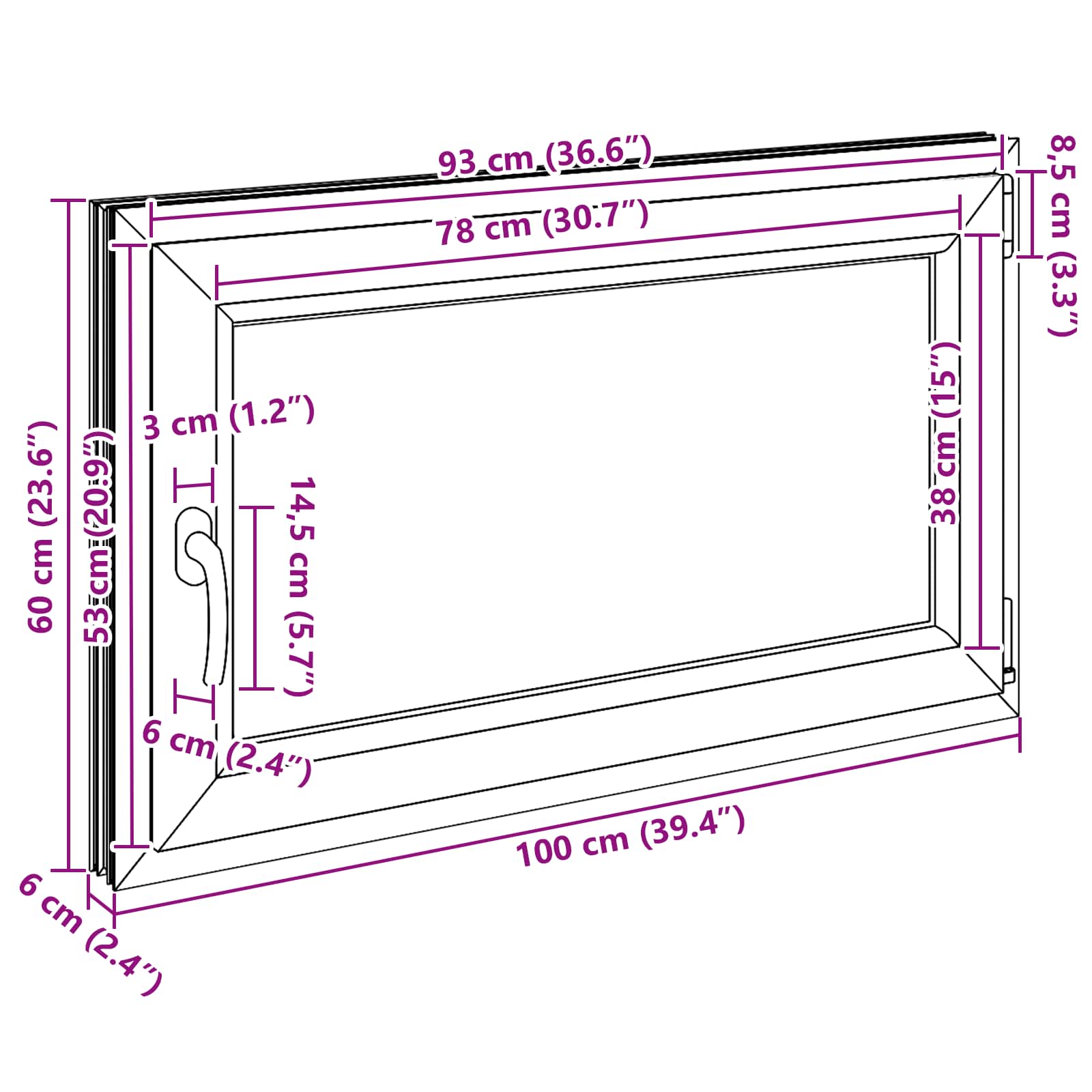 Kellerfenster RISOR 50 x 50 cm PVC und Glas Weiß