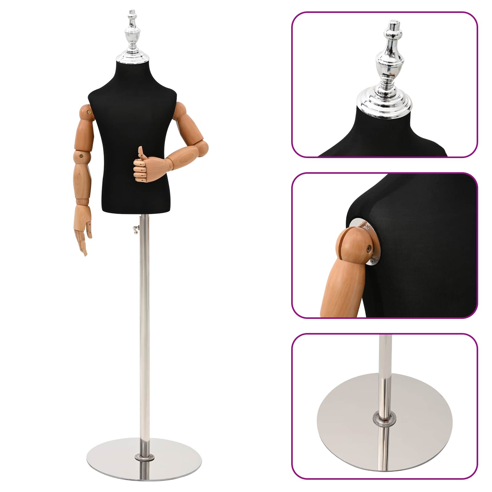 Verstellbares 120-150 cm Mannequin mit Basis Unisex PP Weiß