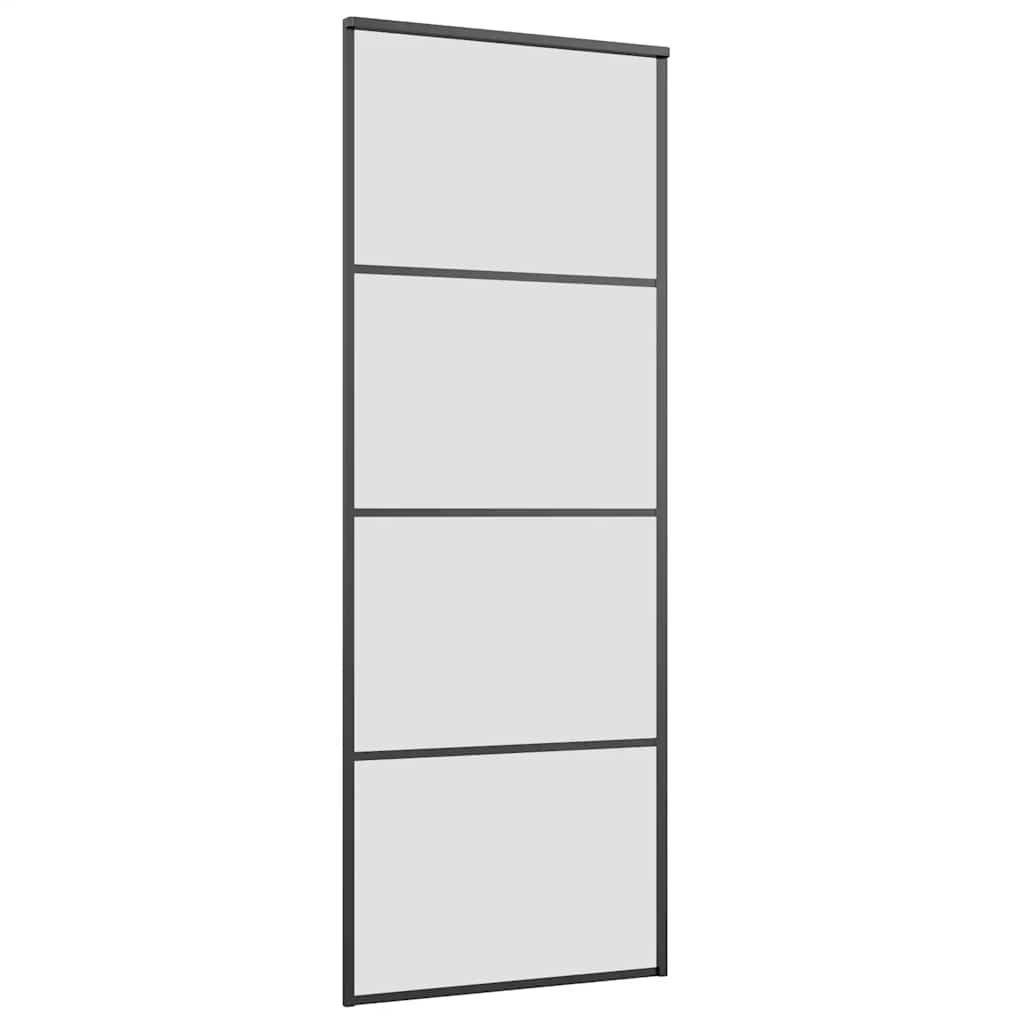 Schiebetür mit Beschlag Schwarz 76x205 cm ESG-Glas
