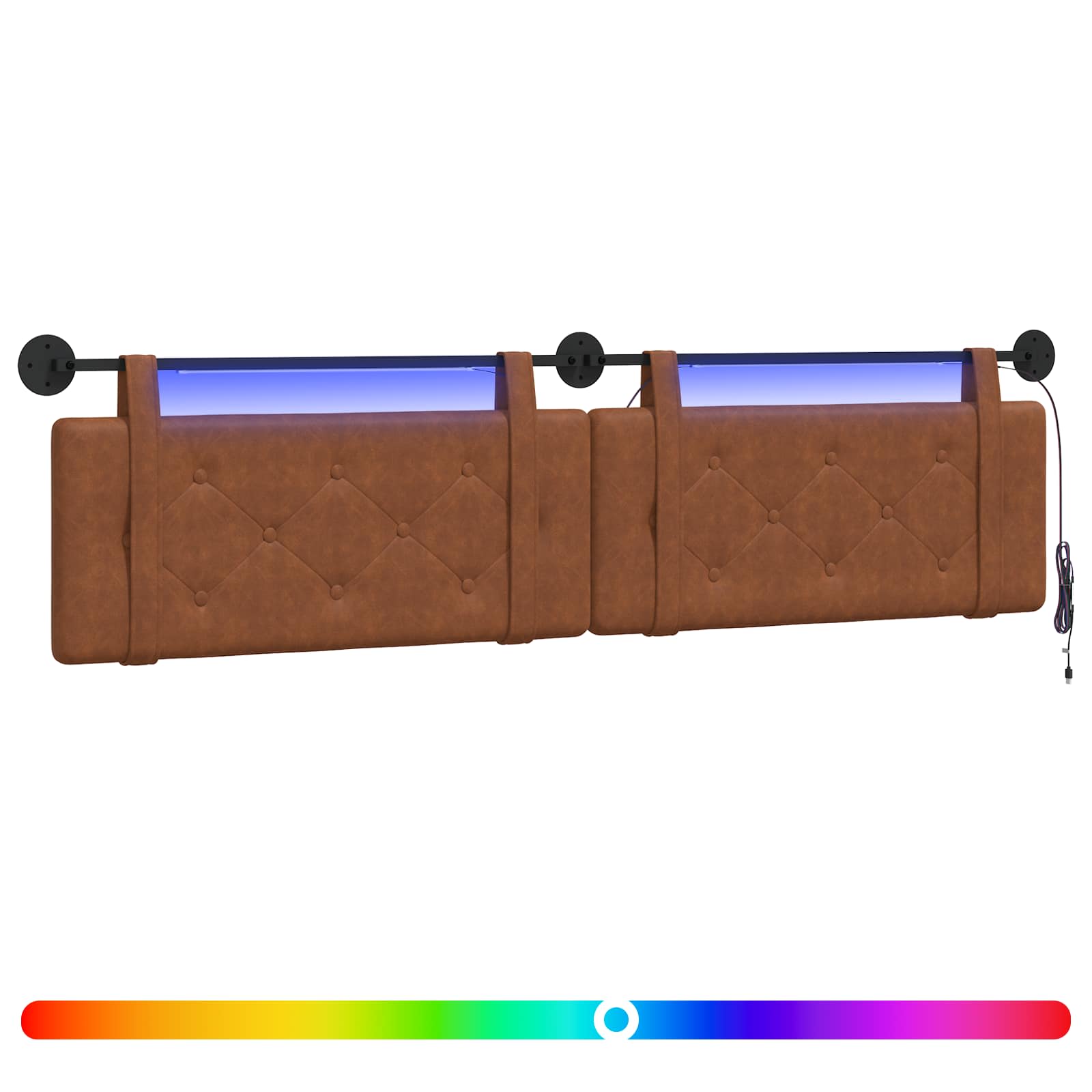 Hängendes Kopfteil Mit LED Licht Schwarz Antikes PU