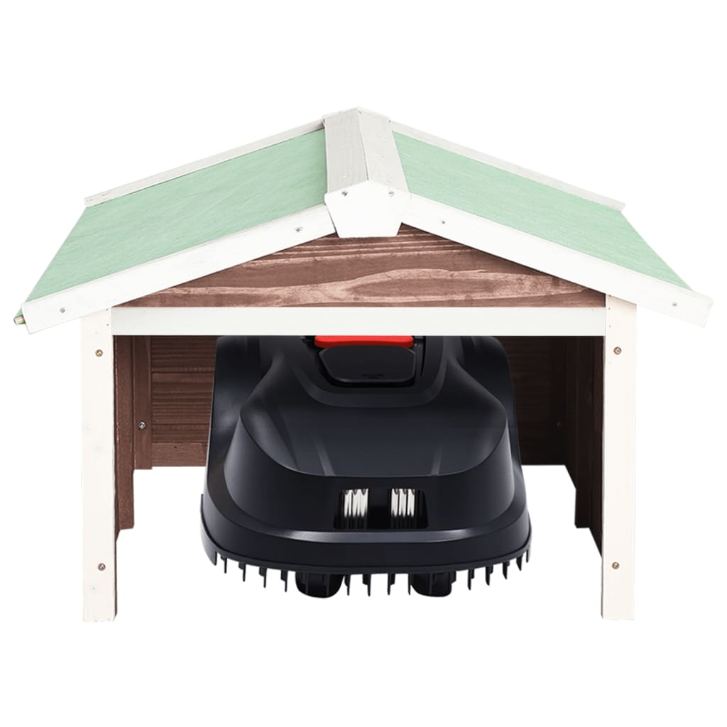 Roboter-Rasenmäher Garage 72x87x50 cm Grau Weiß Tannenholz