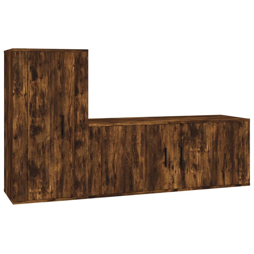2-tlg. TV-Schrank-Set Weiß Holzwerkstoff