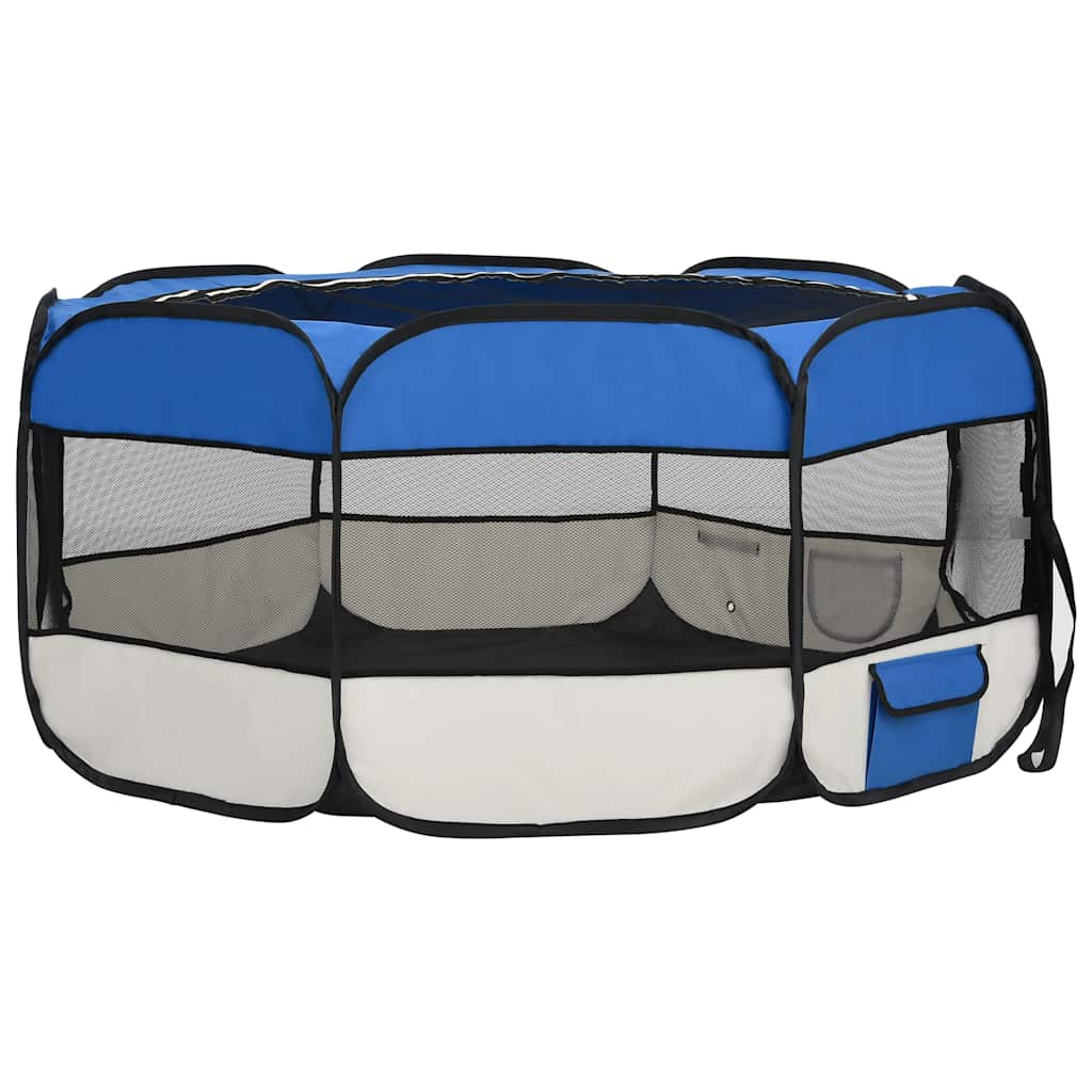 Faltbarer Welpenlaufstall mit Tragetasche Schwarz 90x90x58 cm