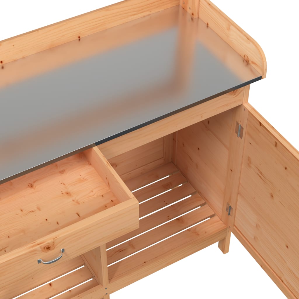 Pflanztisch mit Schrank 110,5x45x124,5 cm Massivholz Tanne