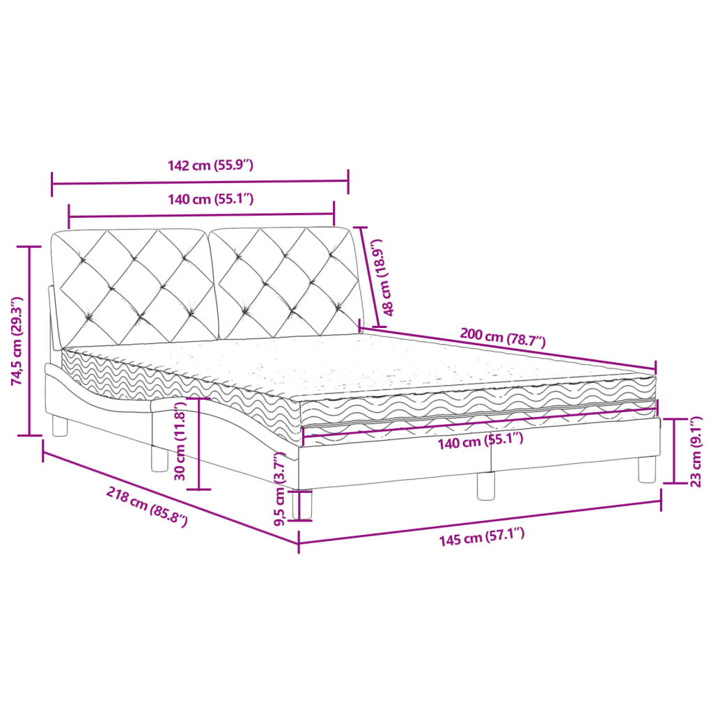 Bett mit Matratze Hellgrau 80x200 cm Samt