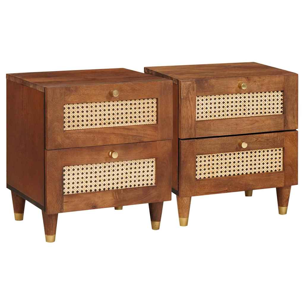 Nachttisch Braun 40 x 33,5 x 46 cm Massivholz Akazie