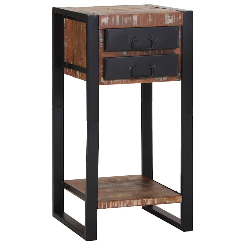 Beistelltisch mit Regal Braun 40 x 40 x 80 cm Massivholz Mango