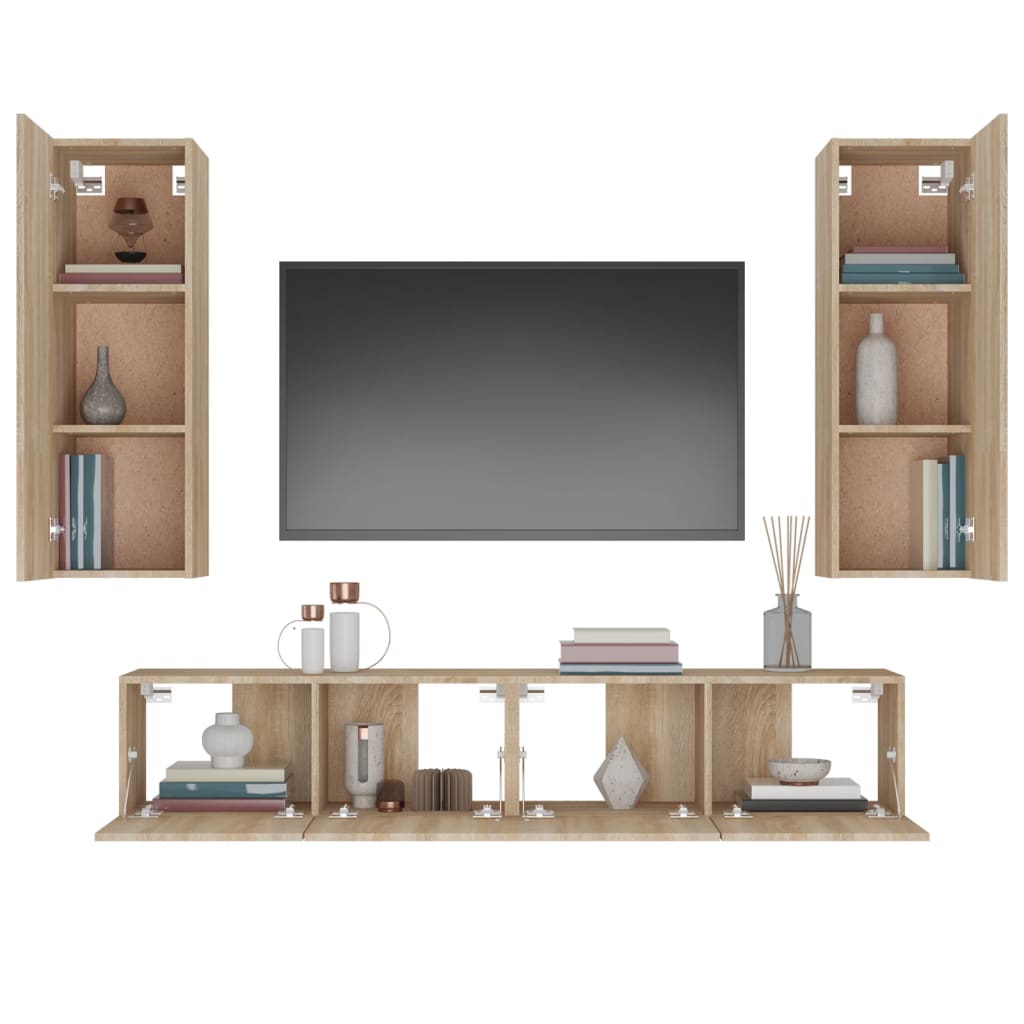 4-tlg. TV-Schrank-Set Weiß Holzwerkstoff