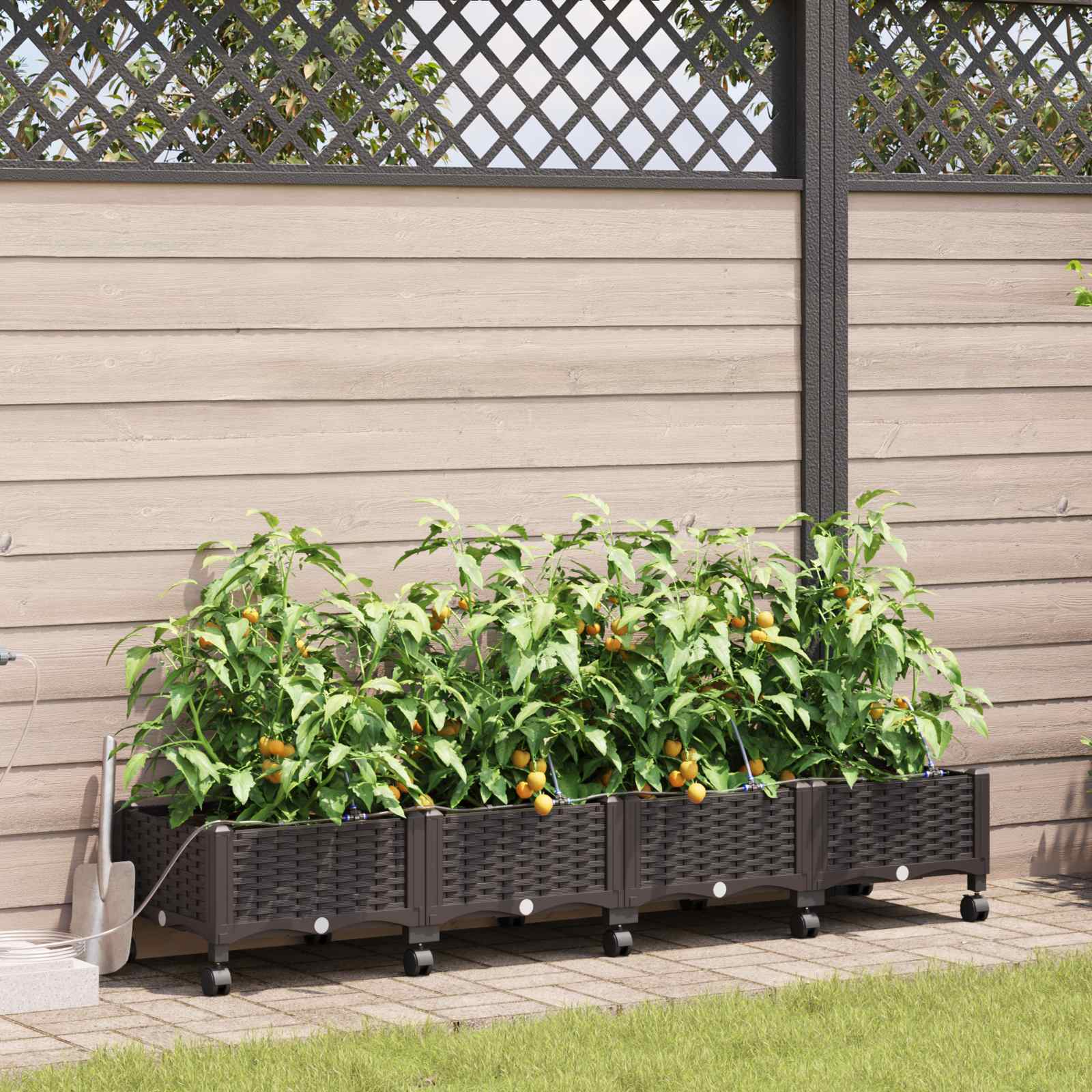 Garten-Pflanzgefäß 4 Stk. Braun 160 x 40 x 22 cm PP