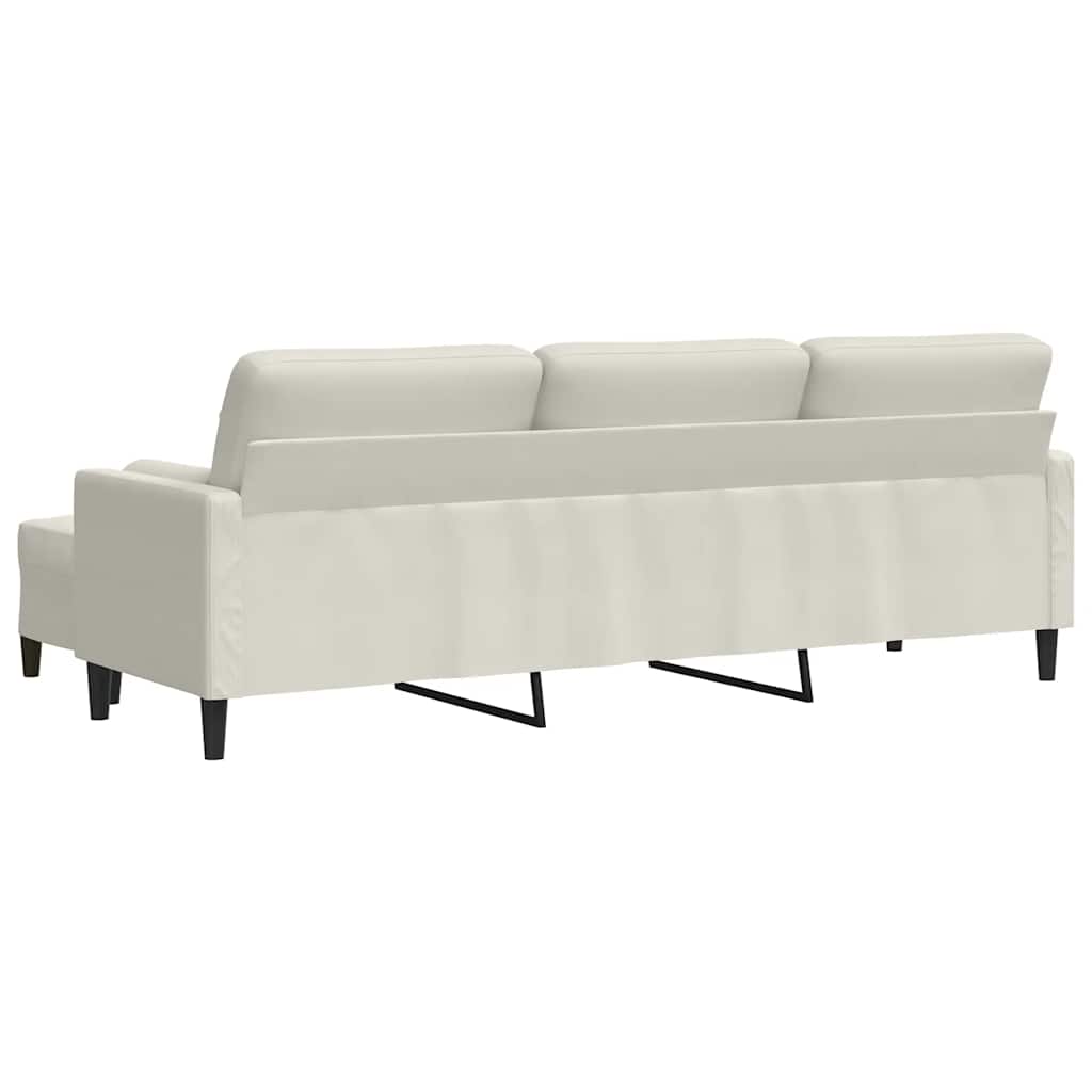 3-Sitzer-Sofa mit Hocker Hellgrau 180 cm Samt