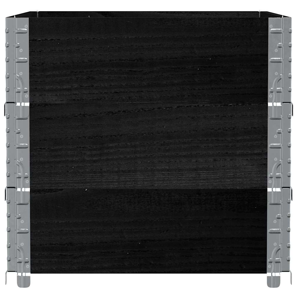 Paletten-Aufsatzrahmen Schwarz 80x60 cm Massivholz Kiefer