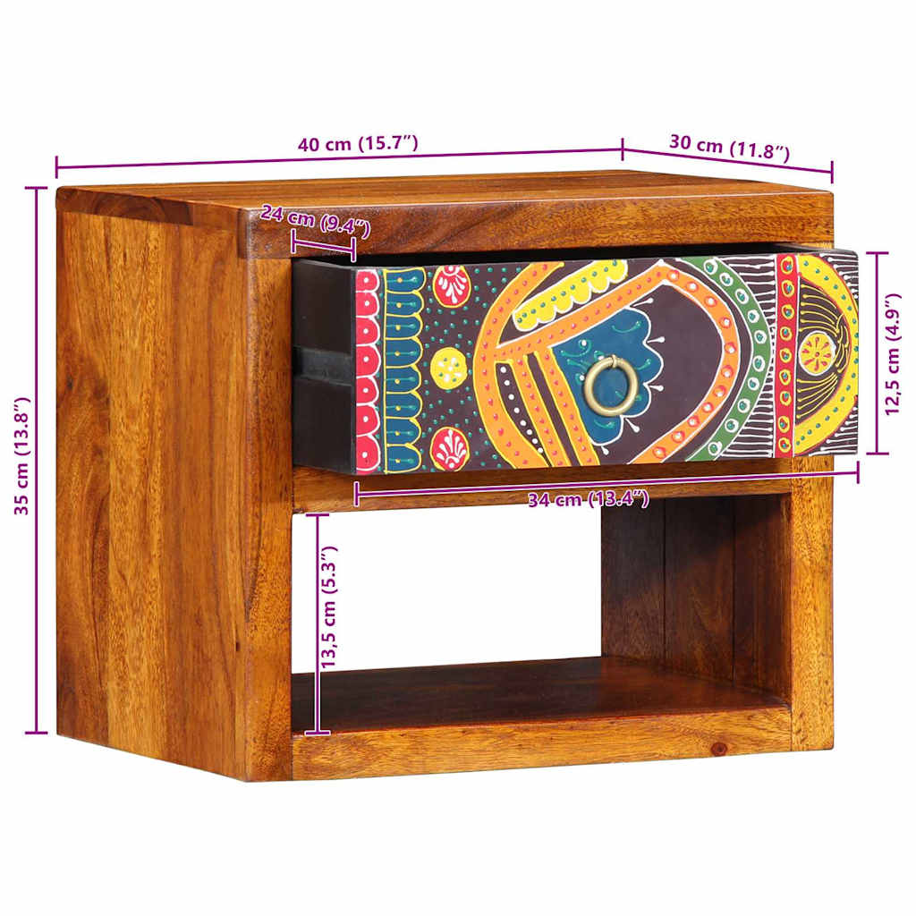 Nachttisch Braun 40 x 35 x 35 cm Massivholz Akazie