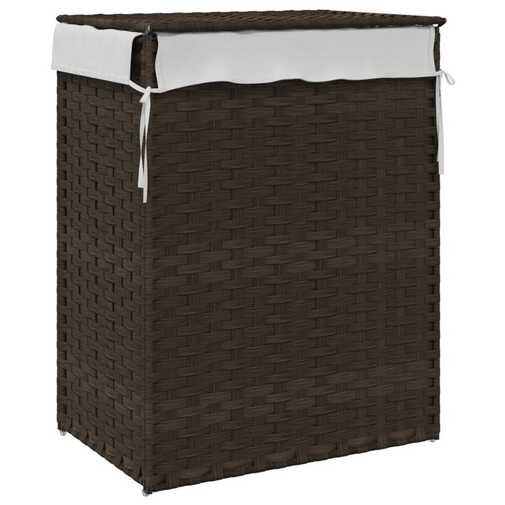 Wäschekorb mit Deckel 46x33x60 cm Poly Rattan