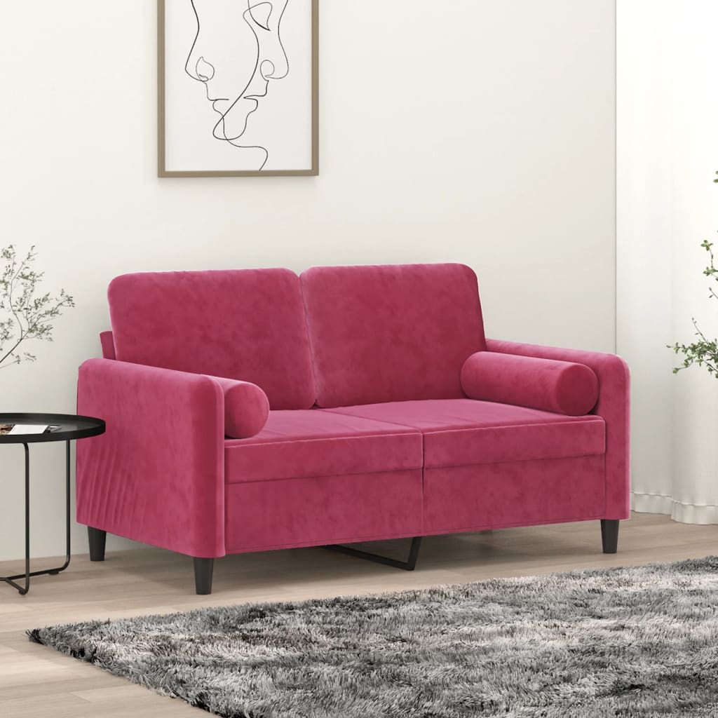 2-Sitzer-Sofa mit Zierkissen Dunkelgrün 120 cm Samt