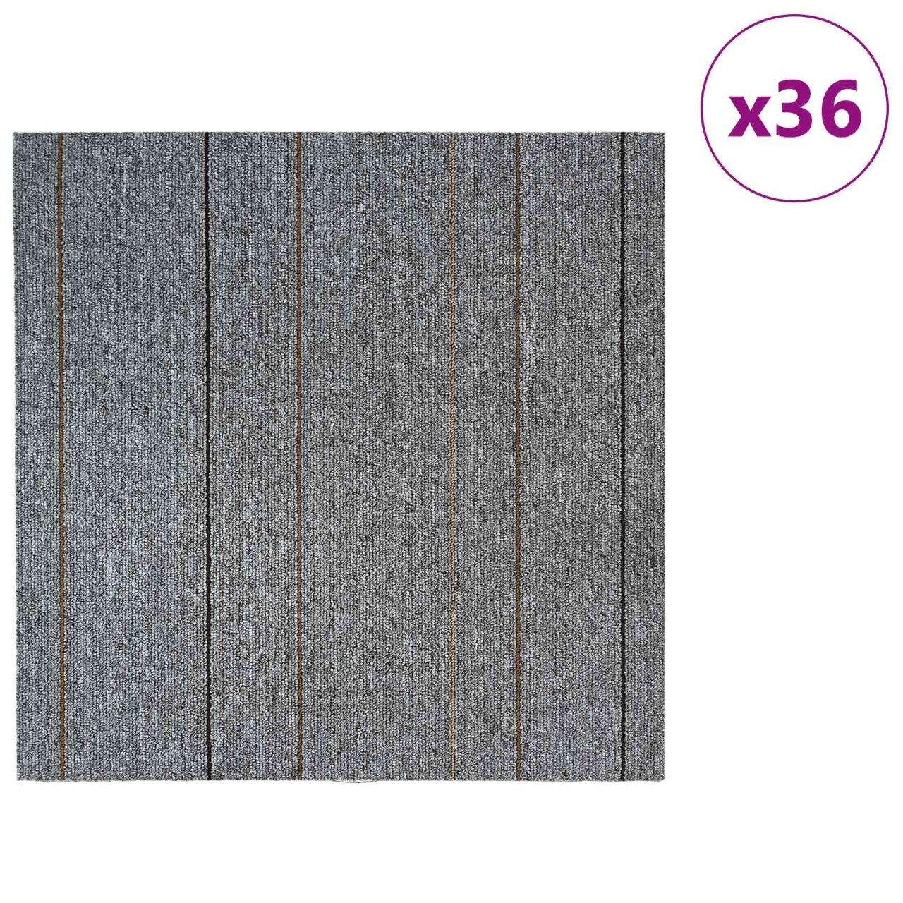 Teppichfliese Hellgrau mit Streifen 50 x 50 cm 4 pcs