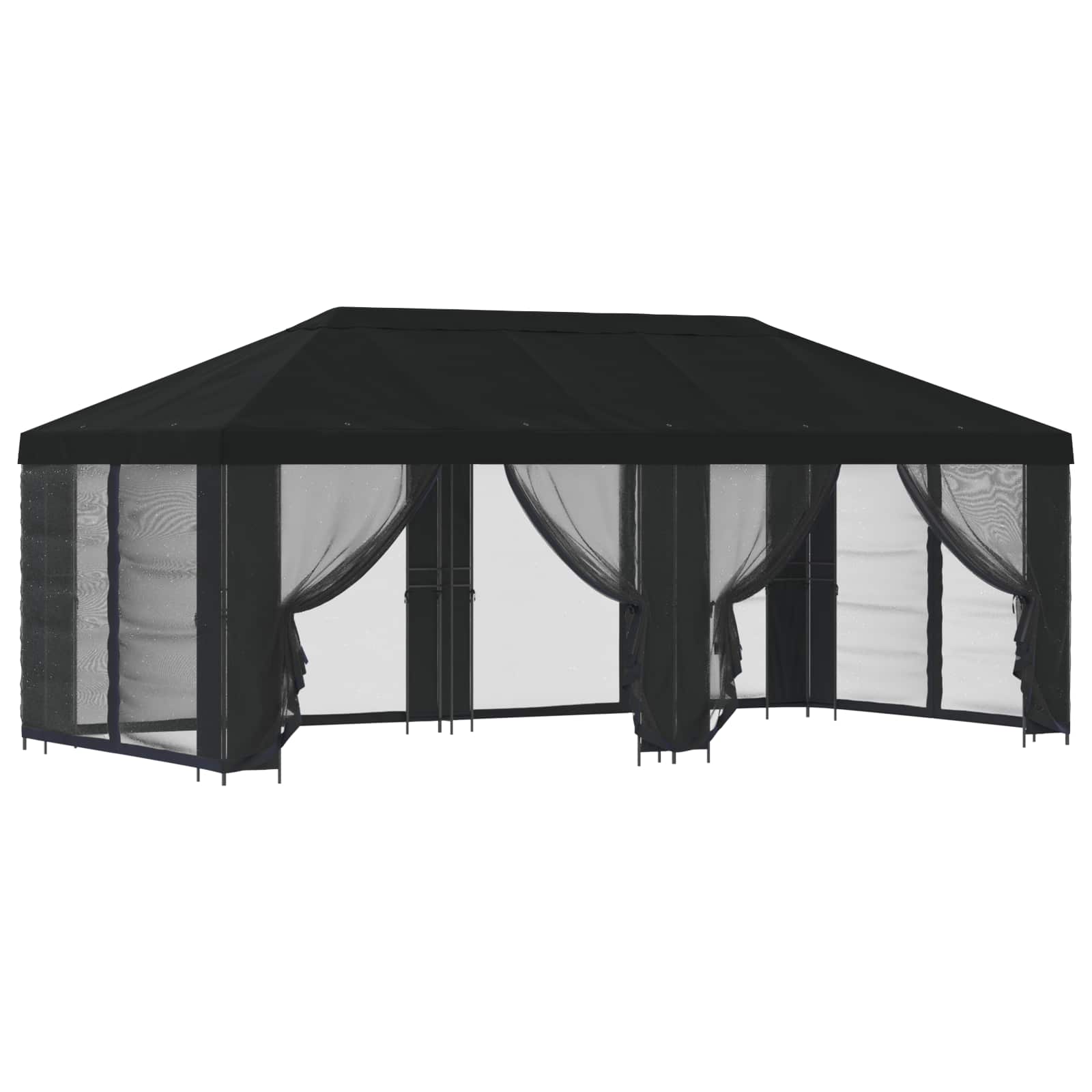 Pavillon mit Seitenwänden 6 x 3 m Beige Polyester und Stahl 190