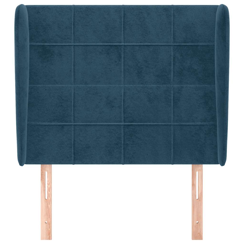 Kopfteil mit Ohren Dunkelblau 93x23x78/88 cm Samt