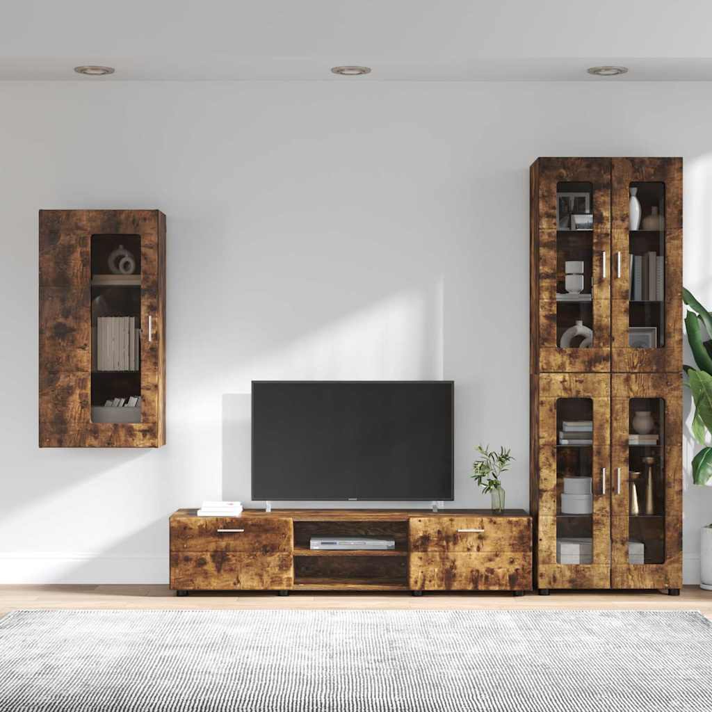 Highboard mit Regal FLORIN Weiß 60 x 35 x 182 cm Holzwerkstoff