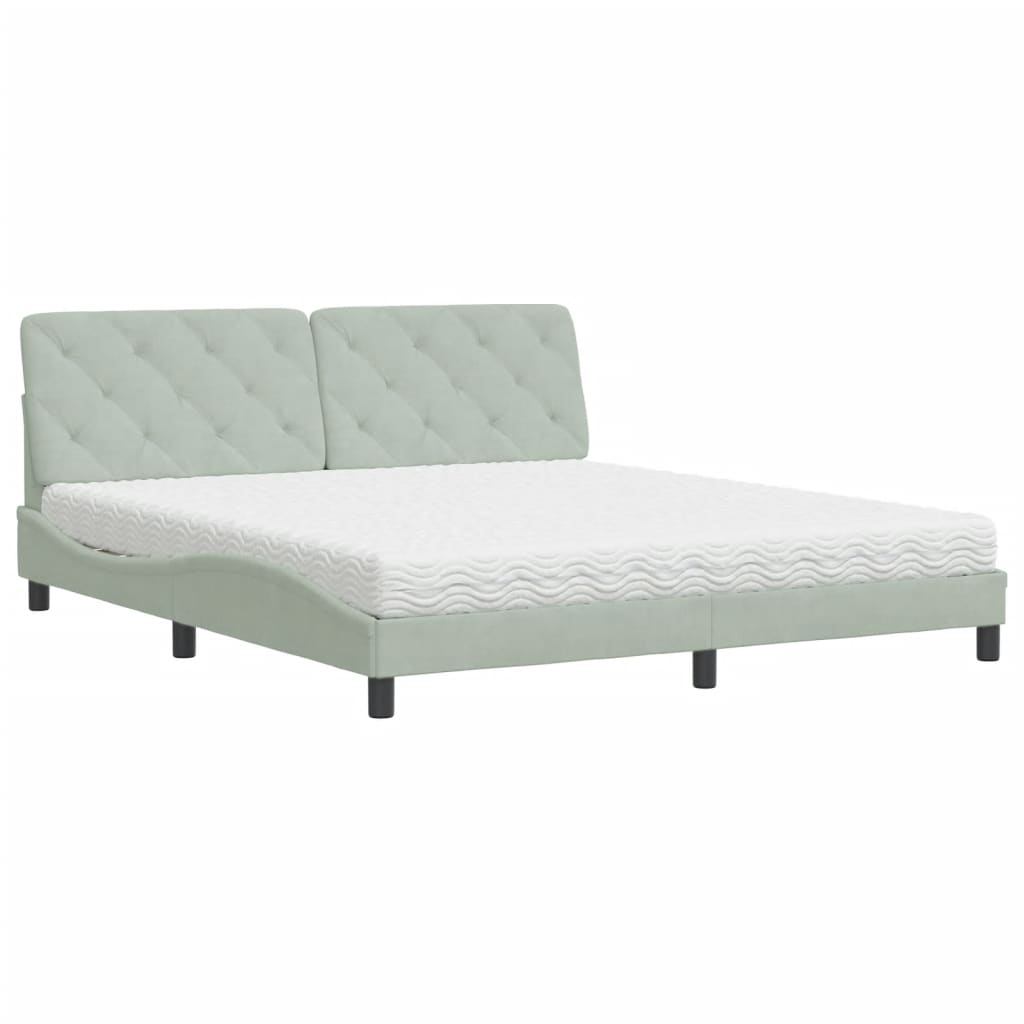 Bett mit Matratze Hellgrau 80x200 cm Samt