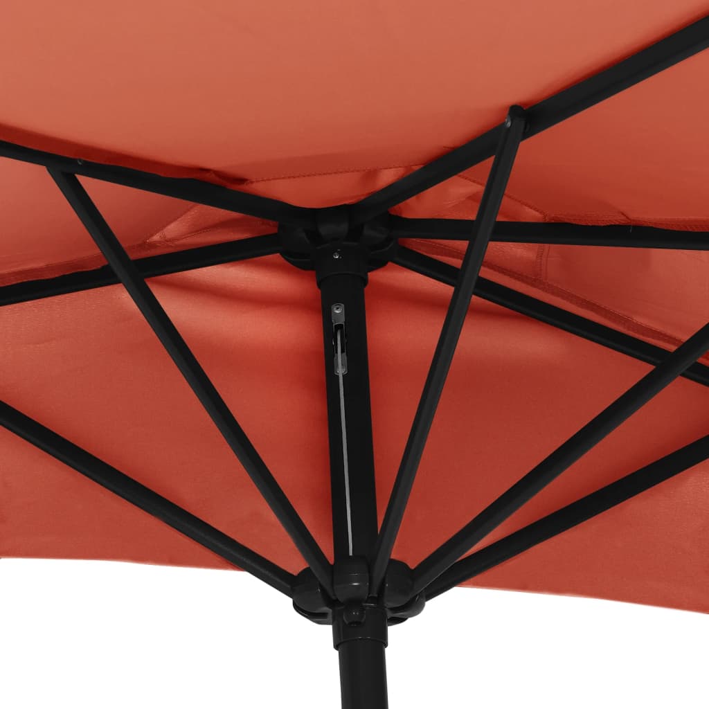 Balkon-Sonnenschirm Alu-Mast Bordeauxrot 270x144x222cm Halbrund