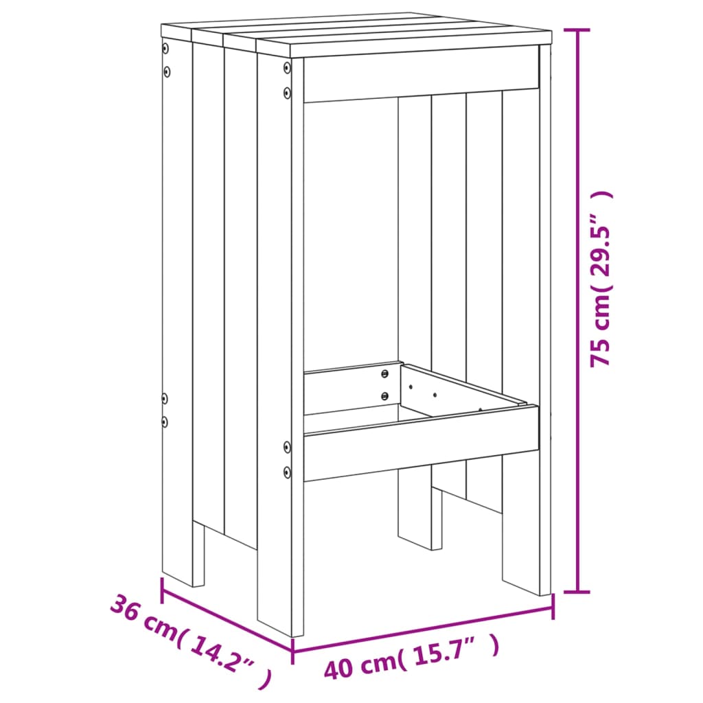 Gartenhocker 2 Stk. Weiß 40x36x45 cm Massivholz Kiefer