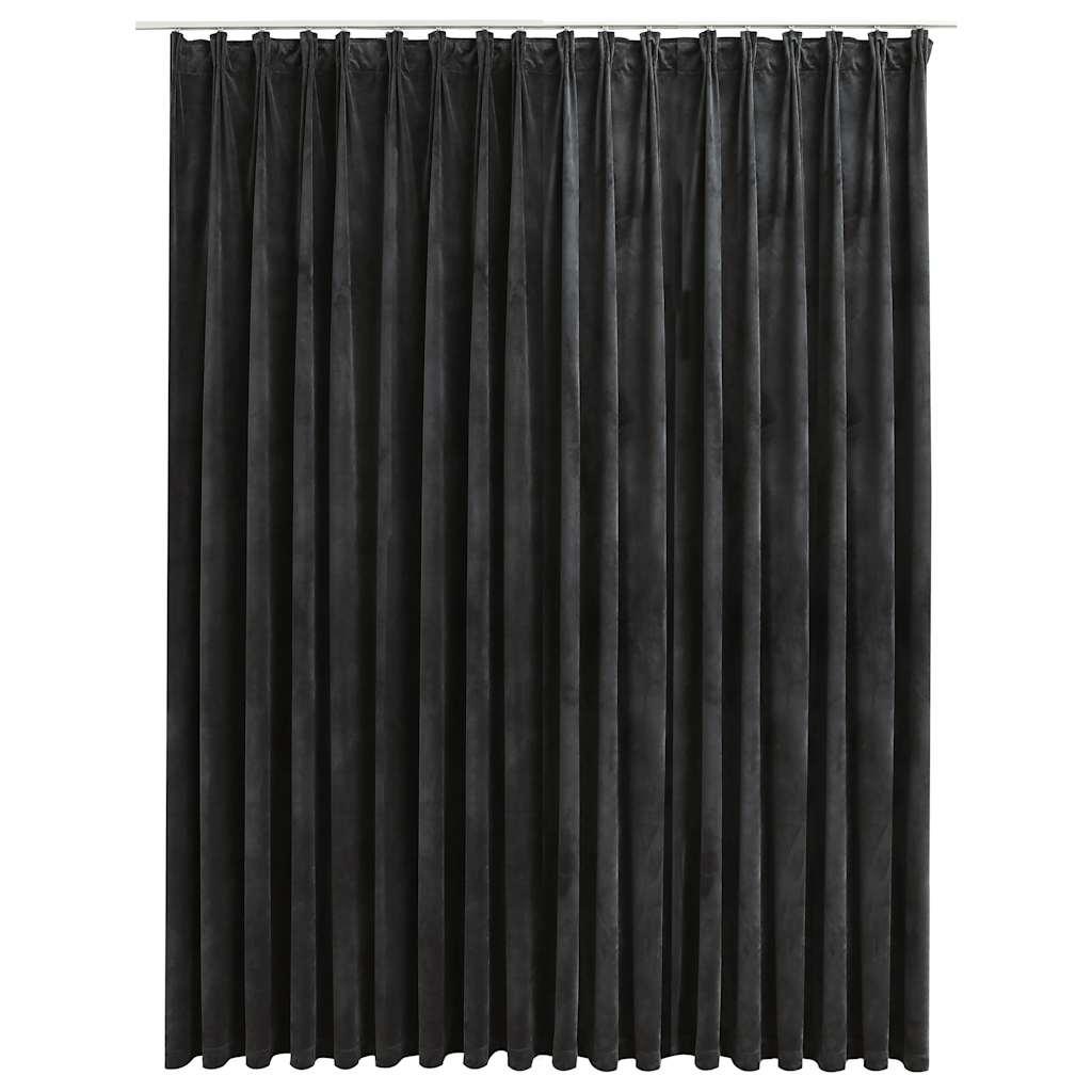 Verdunkelungsvorhang mit Haken Samt Schwarz 290 x 245 cm