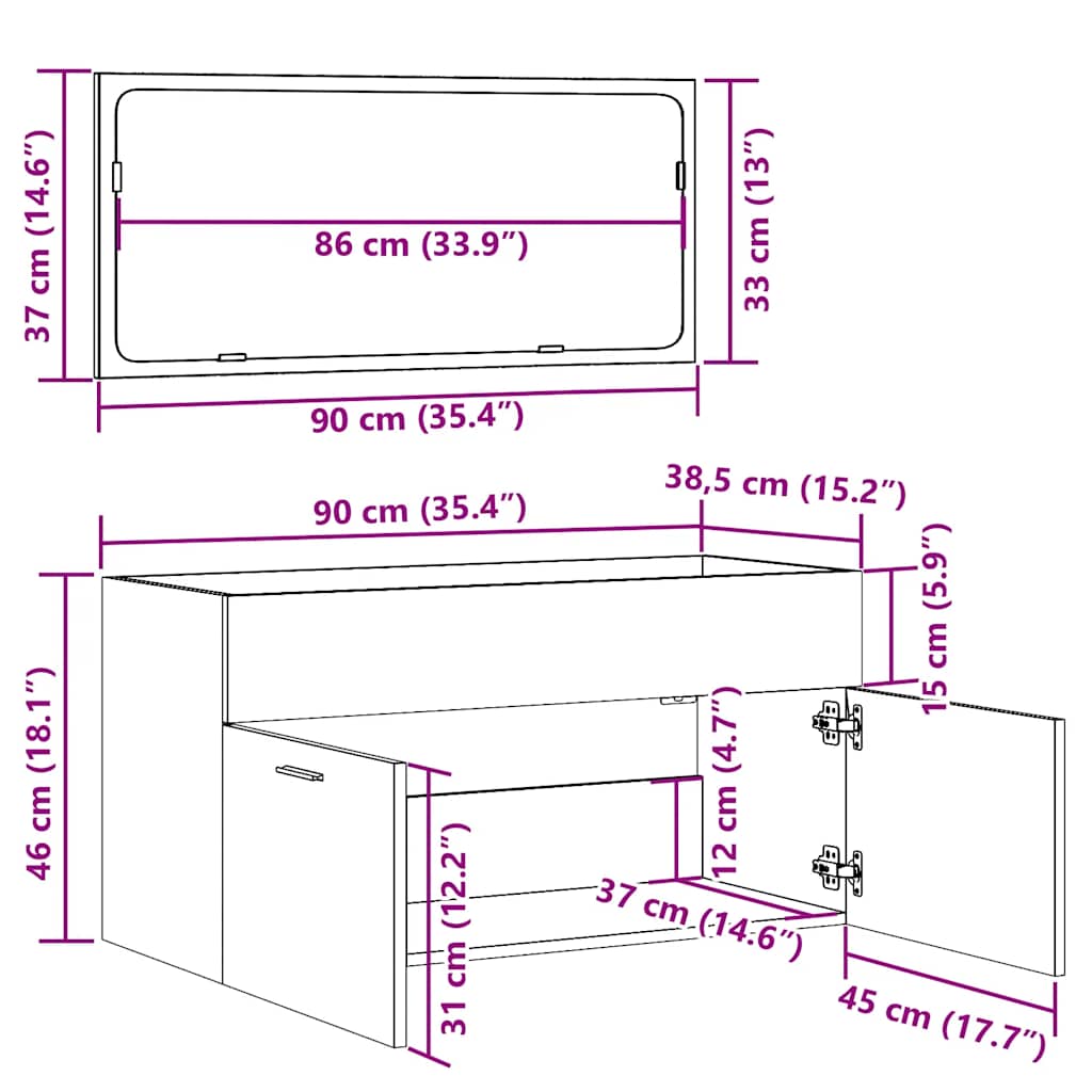 2-tlg. Badmöbel-Set Weiß Holzwerkstoff