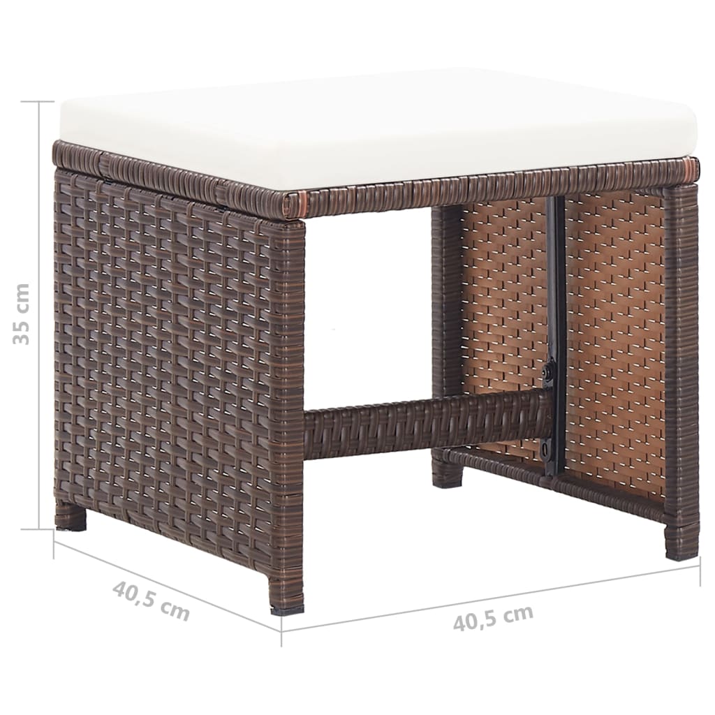 Gartenhocker 4 Stk. mit Sitzkissen Poly Rattan Schwarz