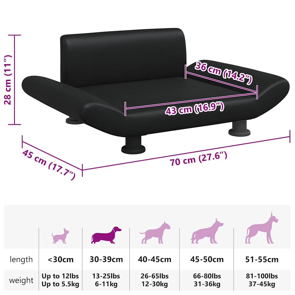 Hundebett Dunkelgrau 70x45x28 cm Stoff