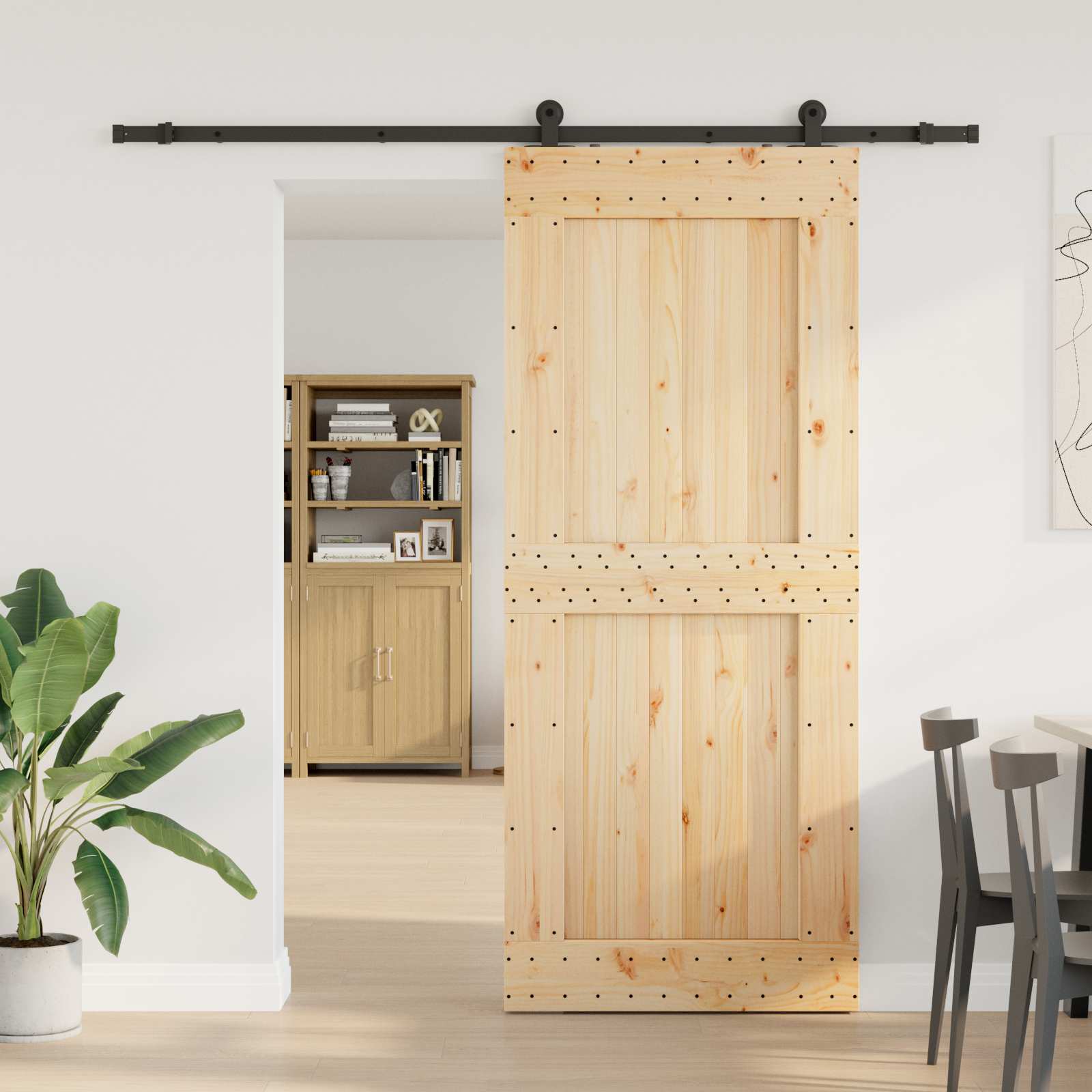 Schiebetür NARVIK Natürlich und Schwarz 70 x 210 cm (213,5 cm)