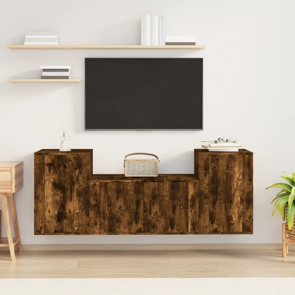3-tlg. TV-Schrank-Set Weiß Holzwerkstoff