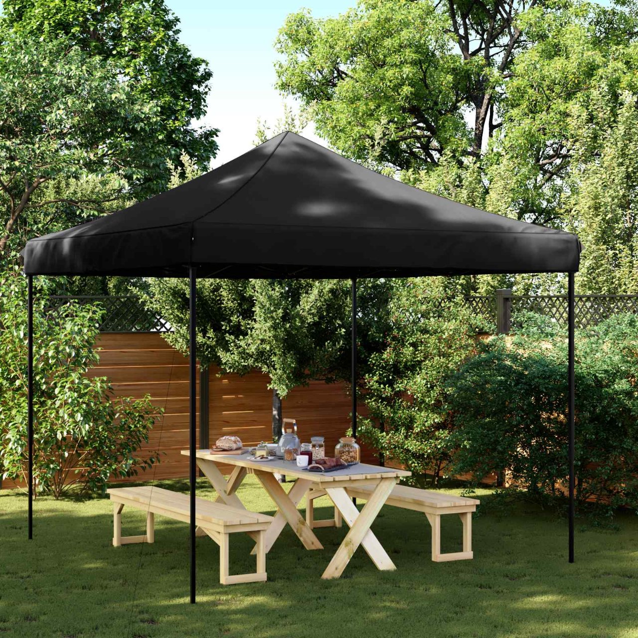 Partyzelt Faltbar Pop-Up Schwarz 292x292x315 cm