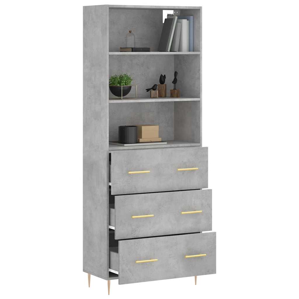 Highboard Hochglanz-Weiß 69,5x34x180 cm Holzwerkstoff