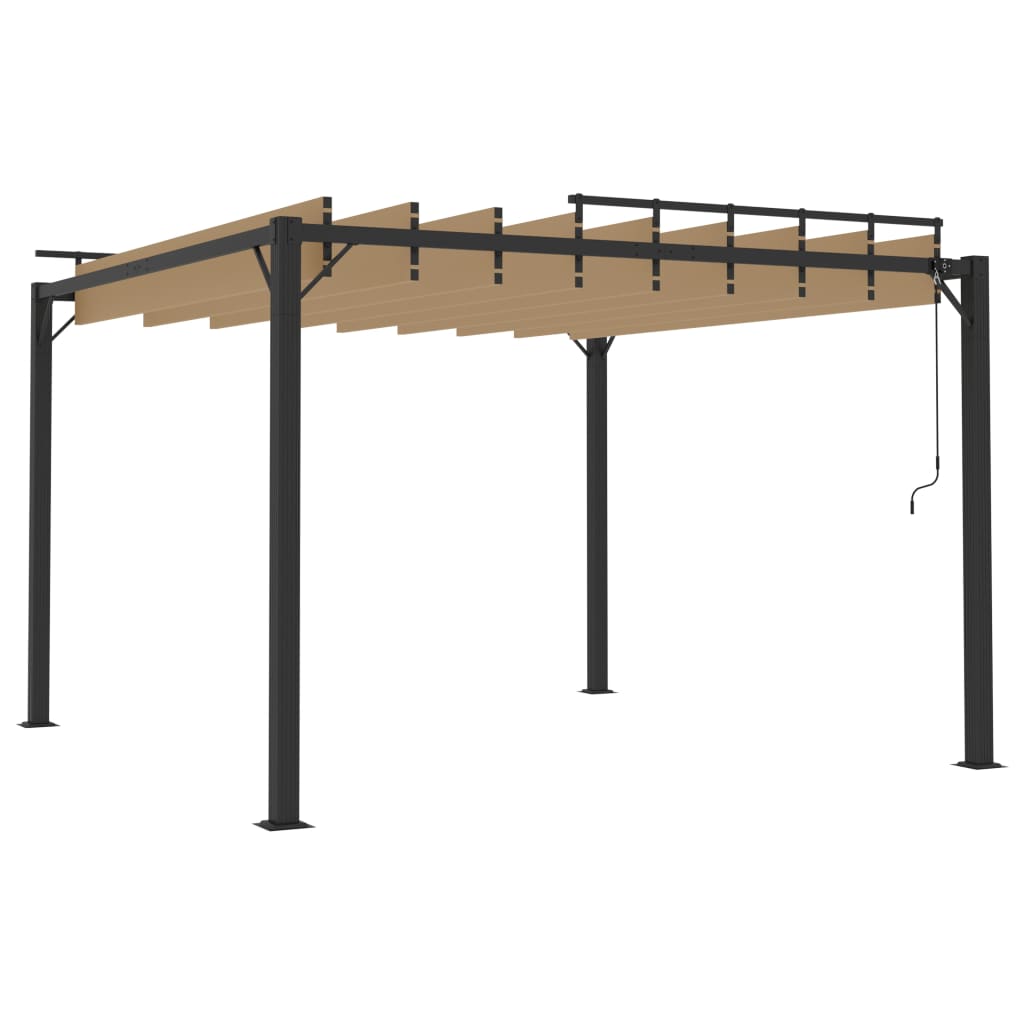 Pergola mit Lamellendach 3x3 m Creme Stoff und Aluminium