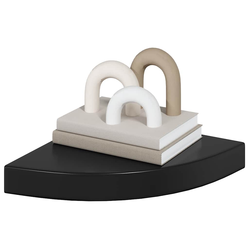 Schwebende Eckregale 2 Stk. Hochglanz-Weiß 25x25x3,8 cm MDF