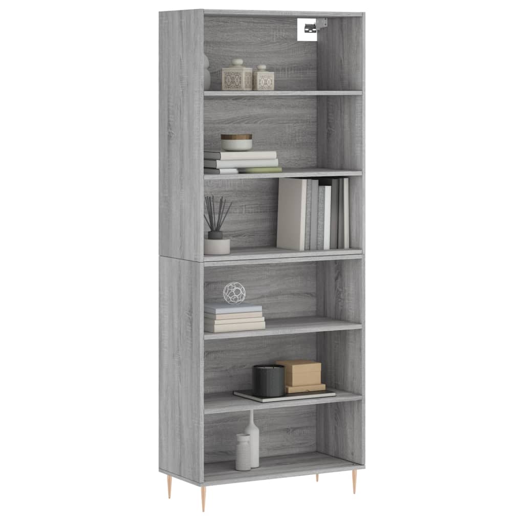 Highboard Hochglanz-Weiß 69,5x34x180 cm Holzwerkstoff