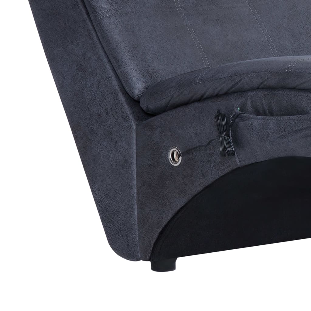 Massage Chaiselongue mit Kissen Braun Wildleder-Optik