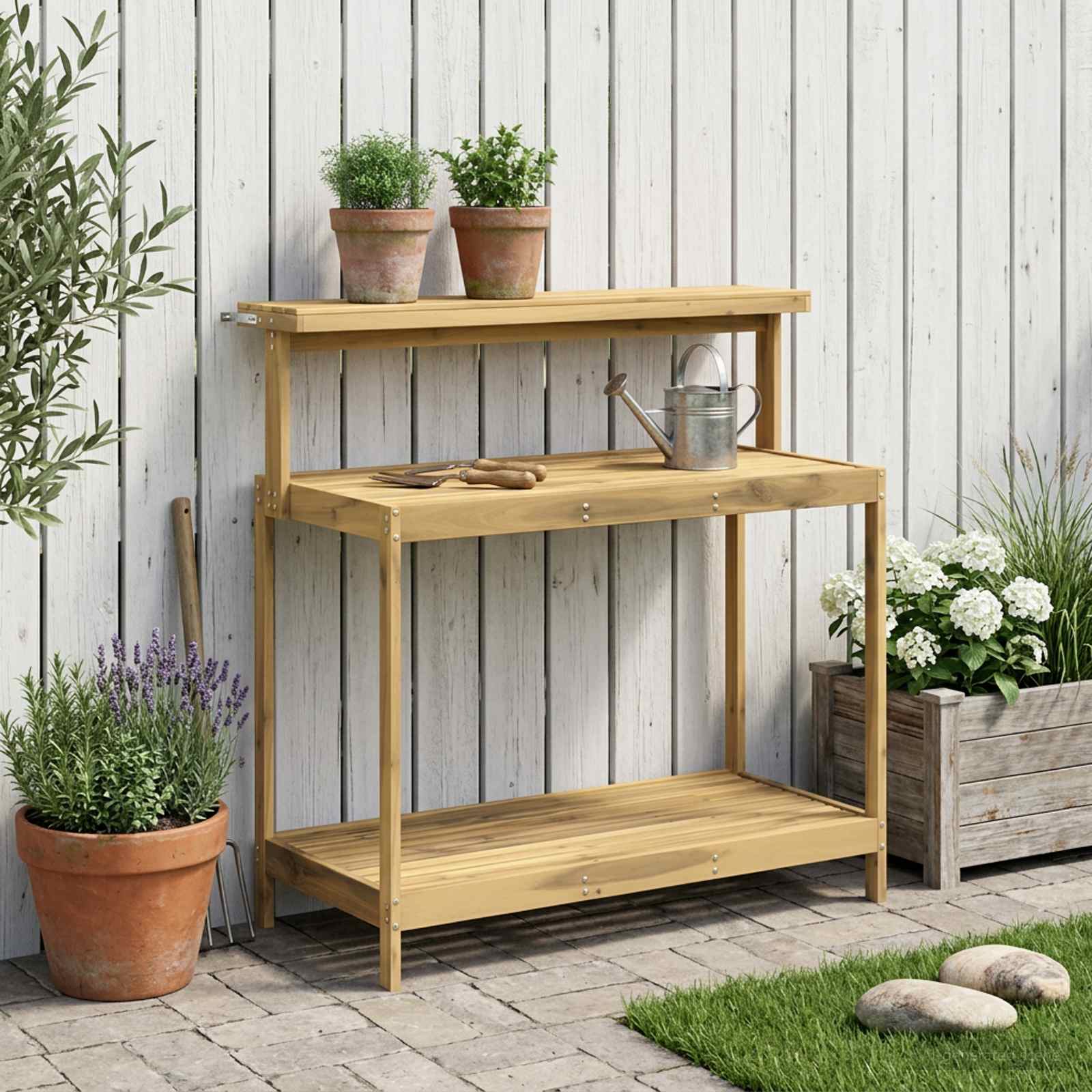 Outdoor Umtopfbank 56,5 x 48,5 x 107 cm Massivholz Akazie Natur