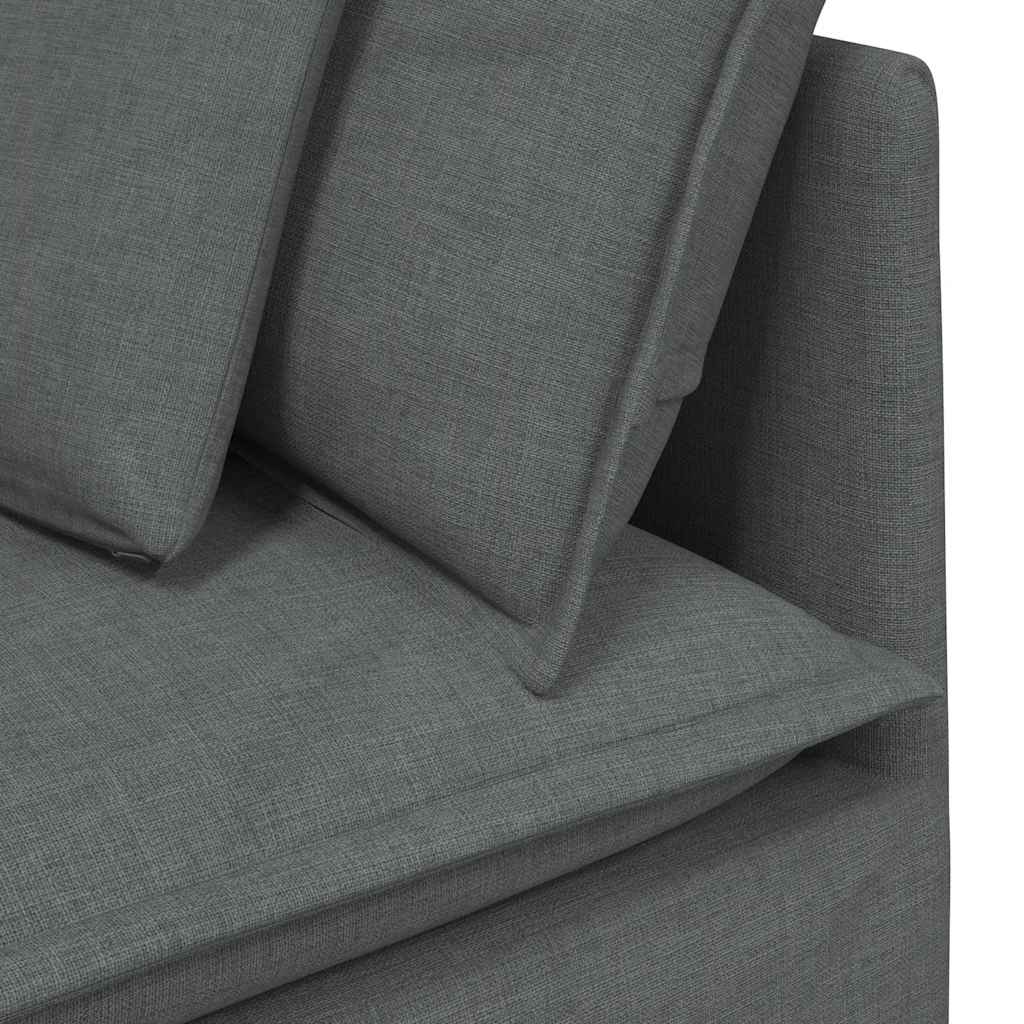 Modulares Sofa mit Fußhocker Kissen Stoff Hellgrau
