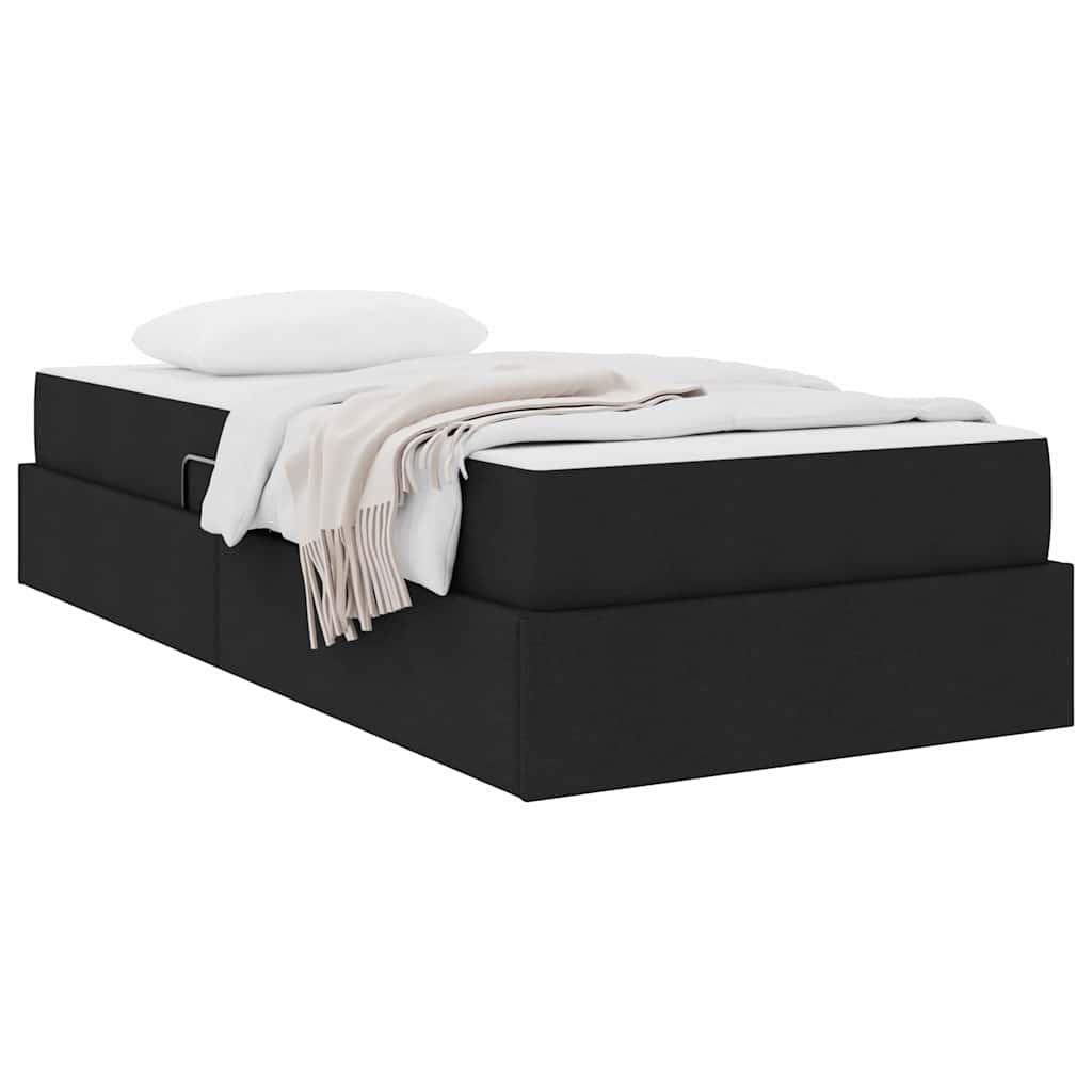 Aufbewahrungsbett mit Matratze Hellgrau 90 x 190 cm Polyester